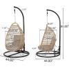 Elmcrest Outdoor Foldable Hanging Chair with Stand – Wicker and Rope – Light Brown/Tan/Black