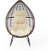 Christopher Knight Home Emerald Outdoor Teardrop Wicker Lounge Chair with Water Resistant Cushion, Brown, Beige