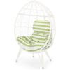 Christopher Knight Home Valerie Outdoor Wicker Teardrop Chair with Cushion, White and Green