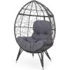 GDFStudio Valerie Outdoor Wicker Swing Chair with Cushion, Gray and Dark Gray