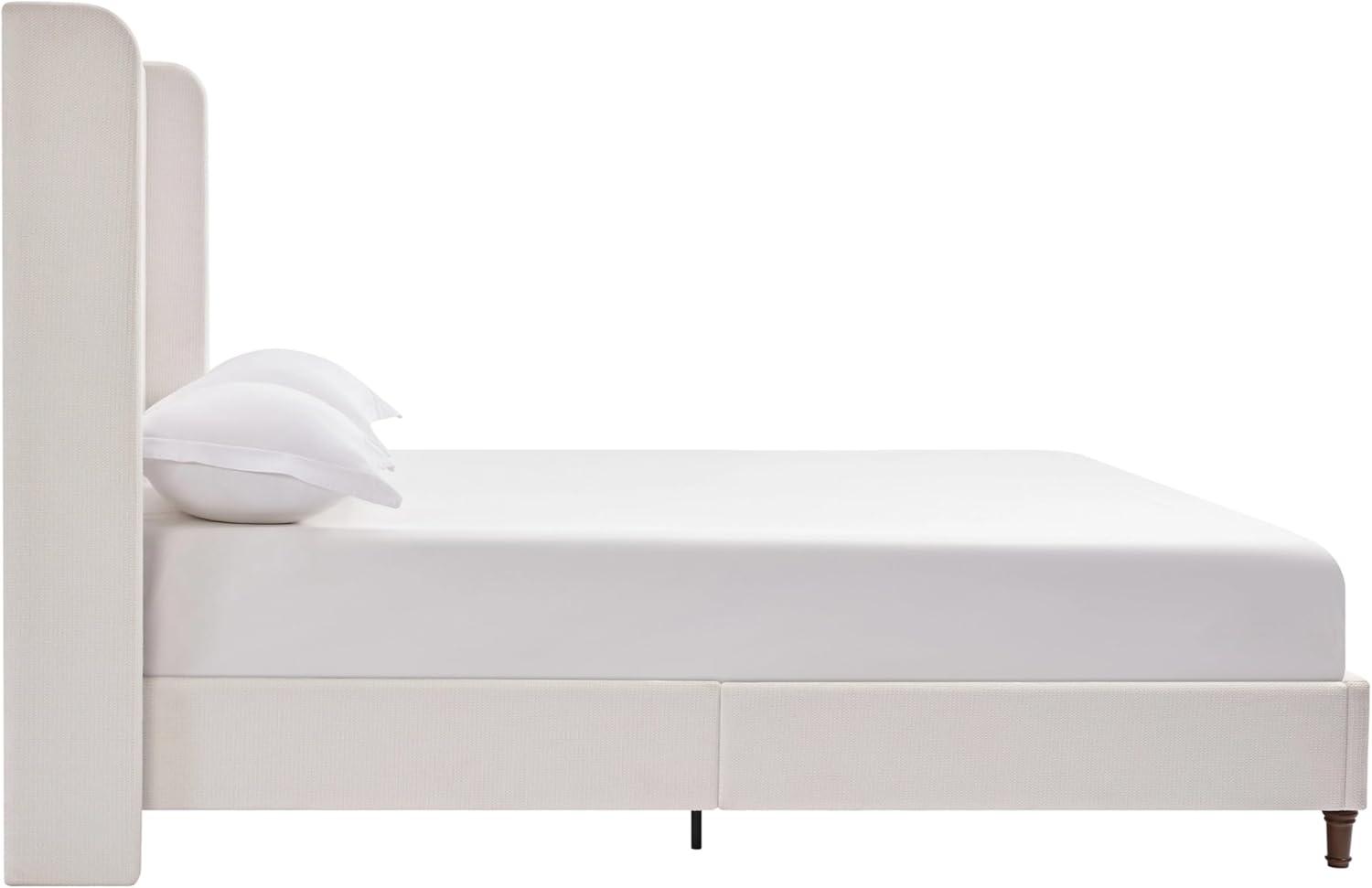 image:imageChristopher Knight Home Bacro 54 H Tall Headboard Upholstered Bed Queen Size Bed Slat Support Camelback Bed Wingback Headboard No Box Spring Needed Easy Assembly Chenille Headboard Bed IvoryCream White tall Headboard