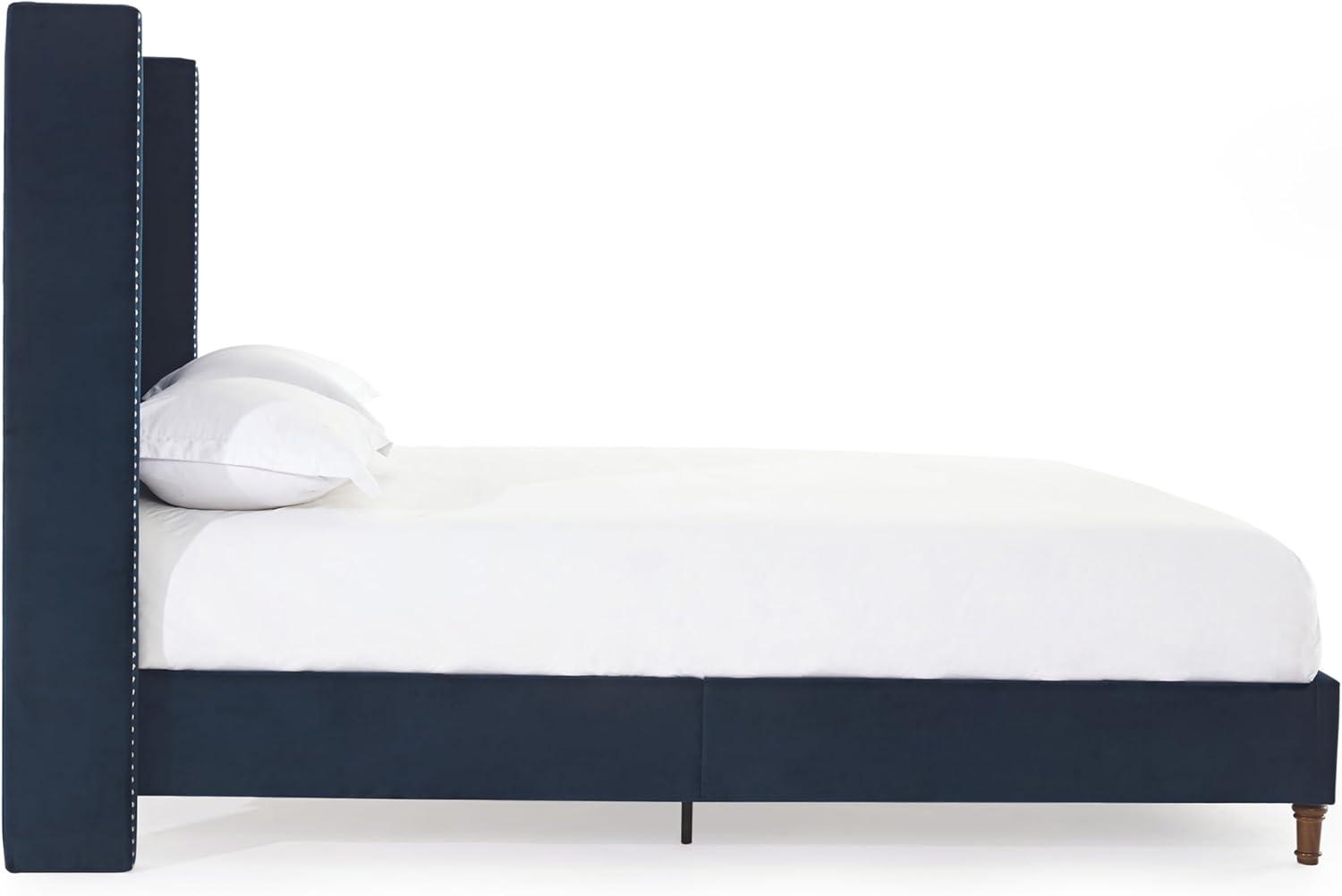 image:imageChristopher Knight Home Bacro 54 H Tall Headboard Upholstered Bed Queen Size Bed Slat Support Camelback Bed Wingback Headboard No Box Spring Needed Easy Assembly Chenille Headboard Bed IvoryBlue