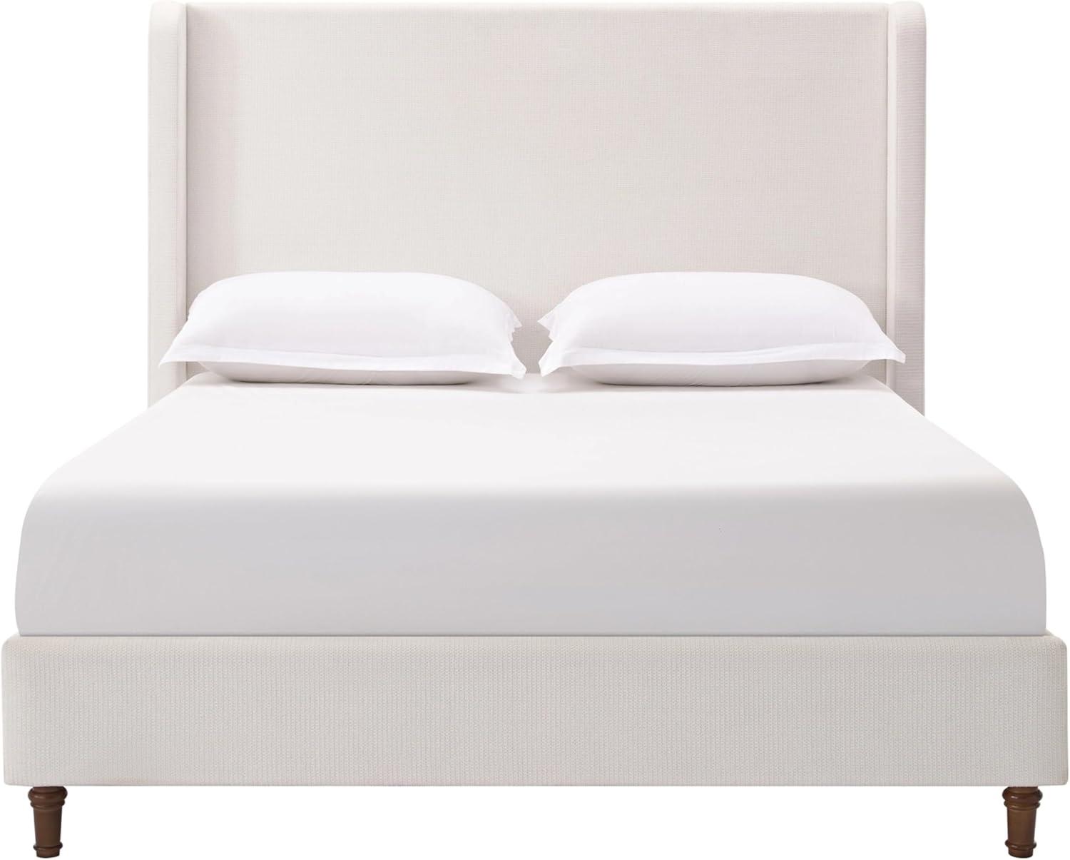 image:imageChristopher Knight Home Bacro 54 H Tall Headboard Upholstered Bed Queen Size Bed Slat Support Camelback Bed Wingback Headboard No Box Spring Needed Easy Assembly Chenille Headboard Bed IvoryCream White tall Headboard