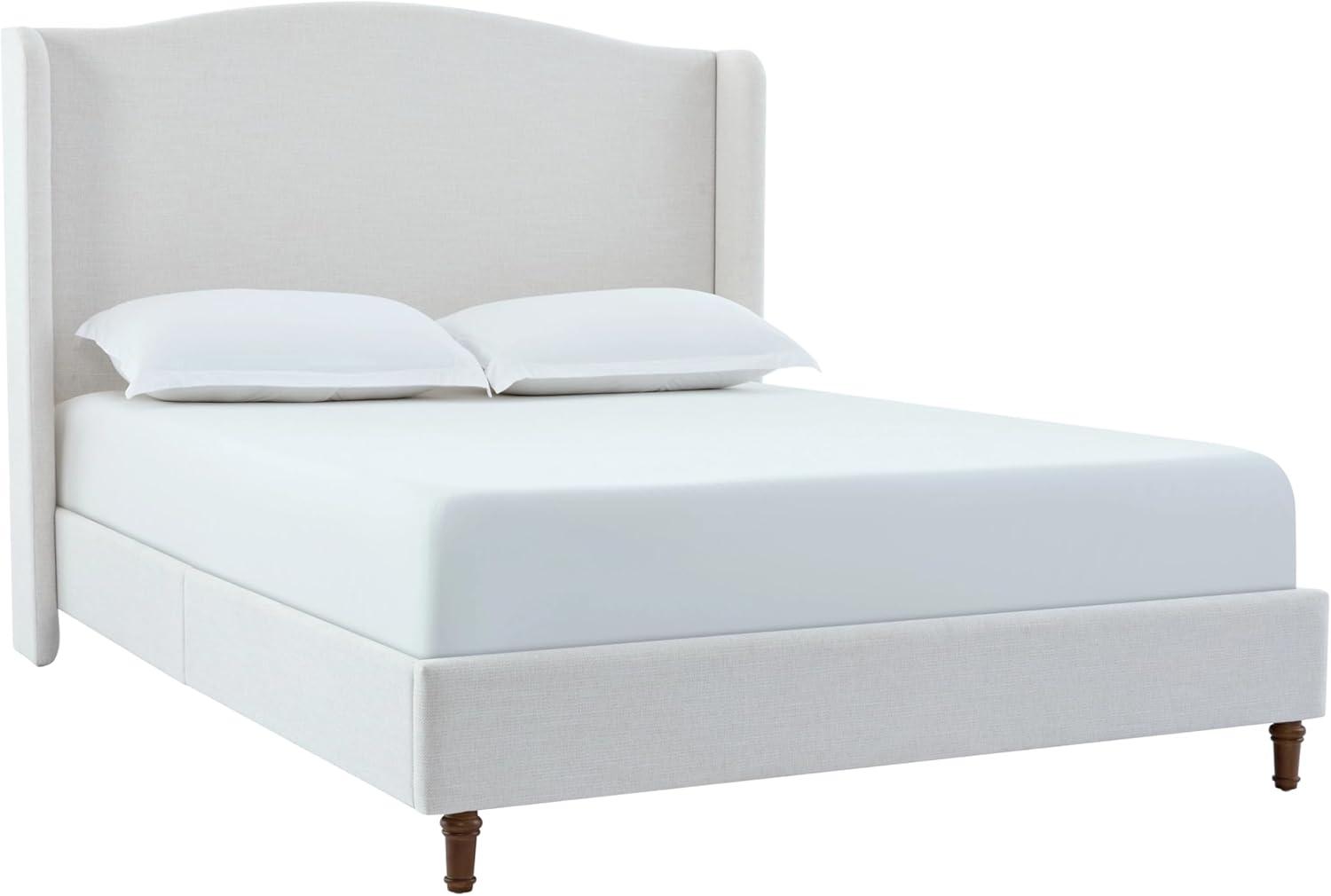 image:imageChristopher Knight Home Bacro 54 H Tall Headboard Upholstered Bed Queen Size Bed Slat Support Camelback Bed Wingback Headboard No Box Spring Needed Easy Assembly Chenille Headboard Bed IvoryChenille Ivory