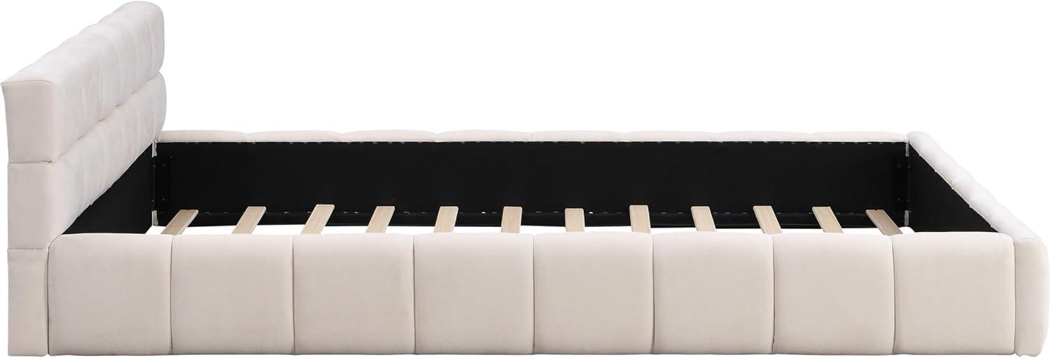 image:imageChristopher Knight Home Bettine Queen Size Bed Frame with Checkerboard Design Headboard Elegant Chenille Upholstered Bed Wooden Slats Easy Assembly Platform Bed No Box Spring Needed BeigeQueen