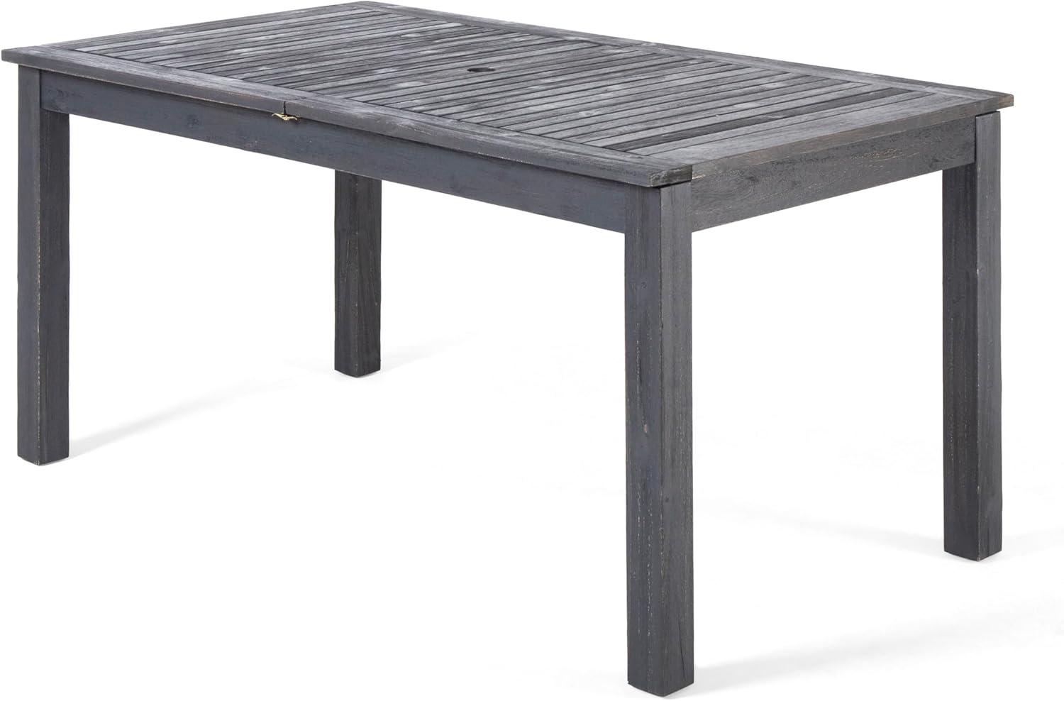 image:imageChristopher Knight Home Chivo 7Piece Acacia Wood Outdoor Dining Set Extendable Dining Table with Umbrella Hole and 6 Armless Chairs with Cushions Patio Dining Furniture Set Light GreyDark GreySet for 8
