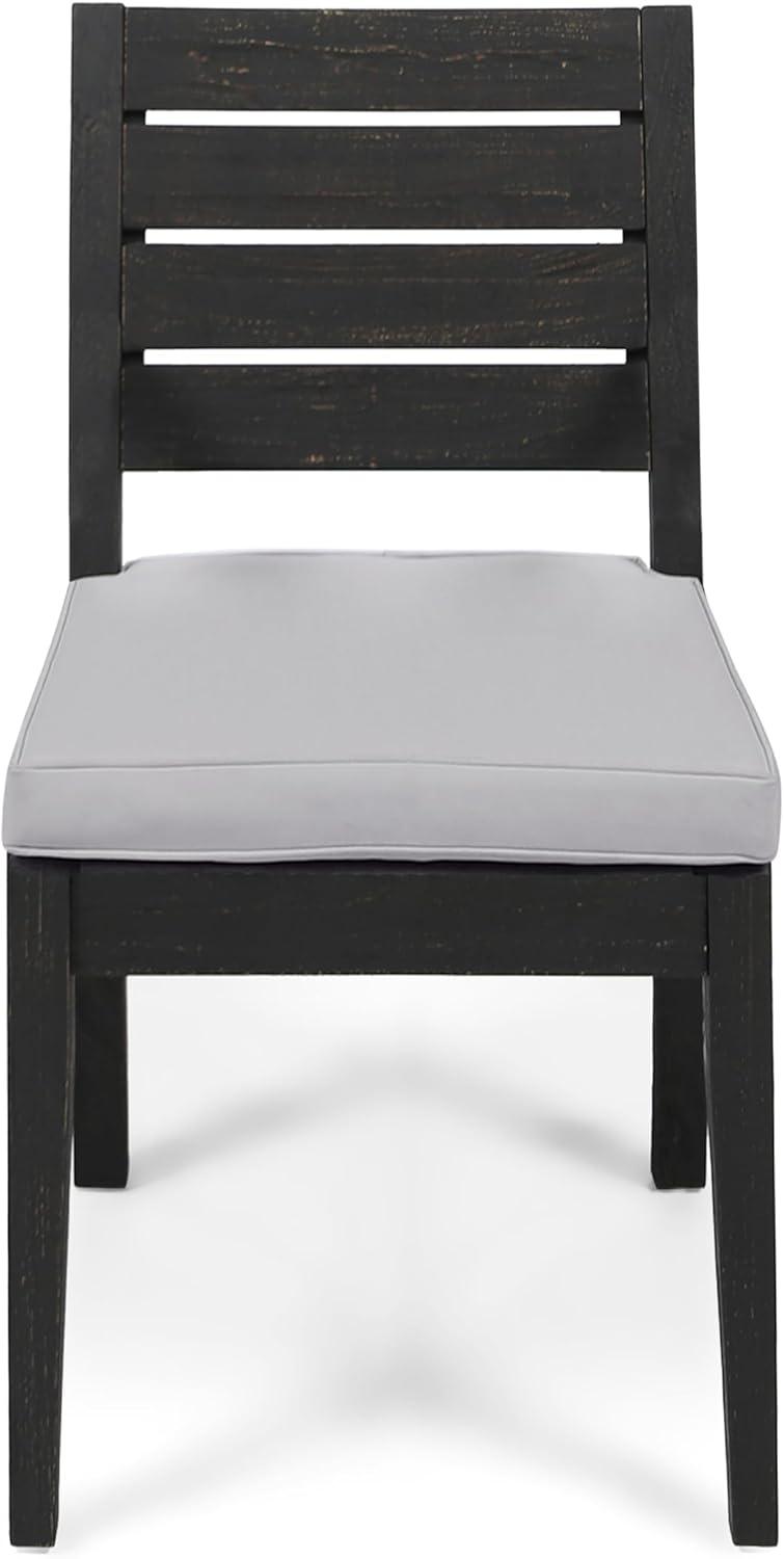 image:imageChristopher Knight Home Chivo 7Piece Acacia Wood Outdoor Dining Set Extendable Dining Table with Umbrella Hole and 6 Armless Chairs with Cushions Patio Dining Furniture Set Light GreyDark GreySet for 8