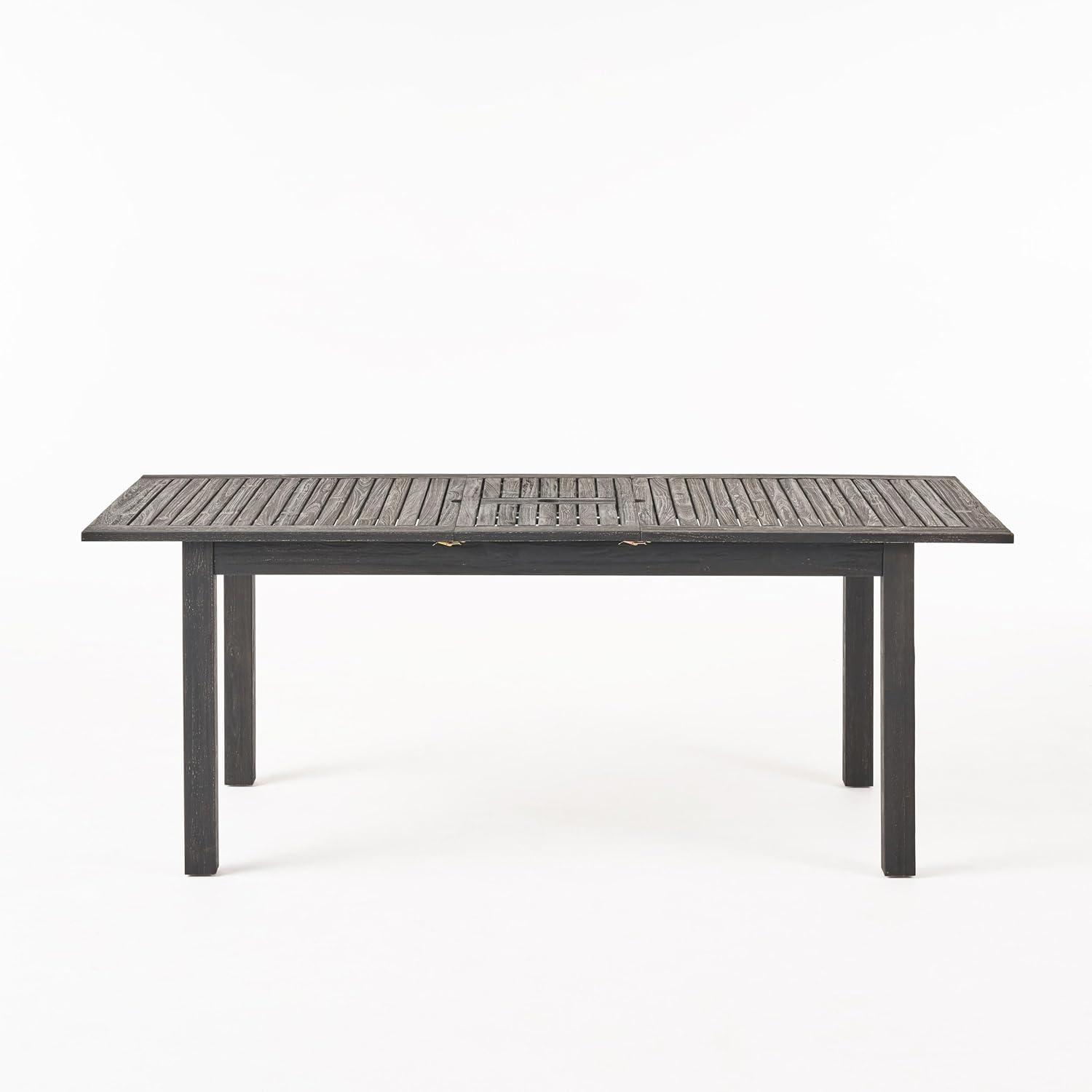 image:imageChristopher Knight Home Chivo 7Piece Acacia Wood Outdoor Dining Set Extendable Dining Table with Umbrella Hole and 6 Armless Chairs with Cushions Patio Dining Furniture Set Light GreyDark GreySet for 6
