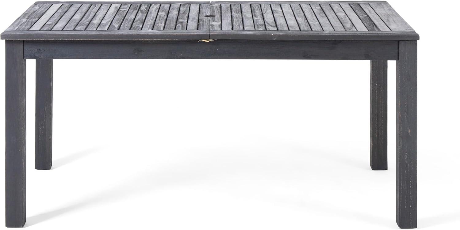 image:imageChristopher Knight Home Chivo 7Piece Acacia Wood Outdoor Dining Set Extendable Dining Table with Umbrella Hole and 6 Armless Chairs with Cushions Patio Dining Furniture Set Light GreyDark GreySet for 8