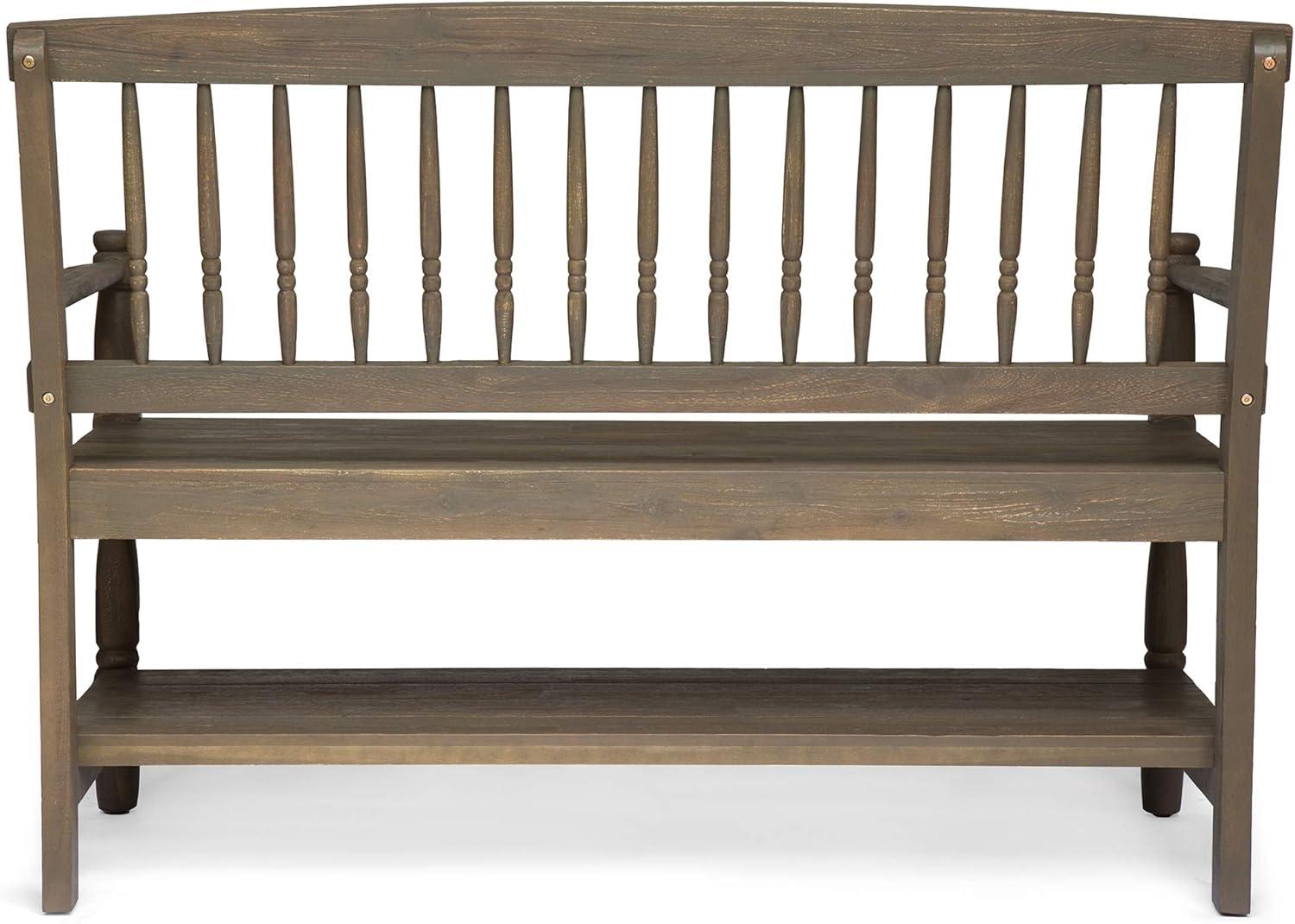 image:imageChristopher Knight Home Eddie Indoor Farmhouse Acacia Wood Bench with Shelf Gray Finish