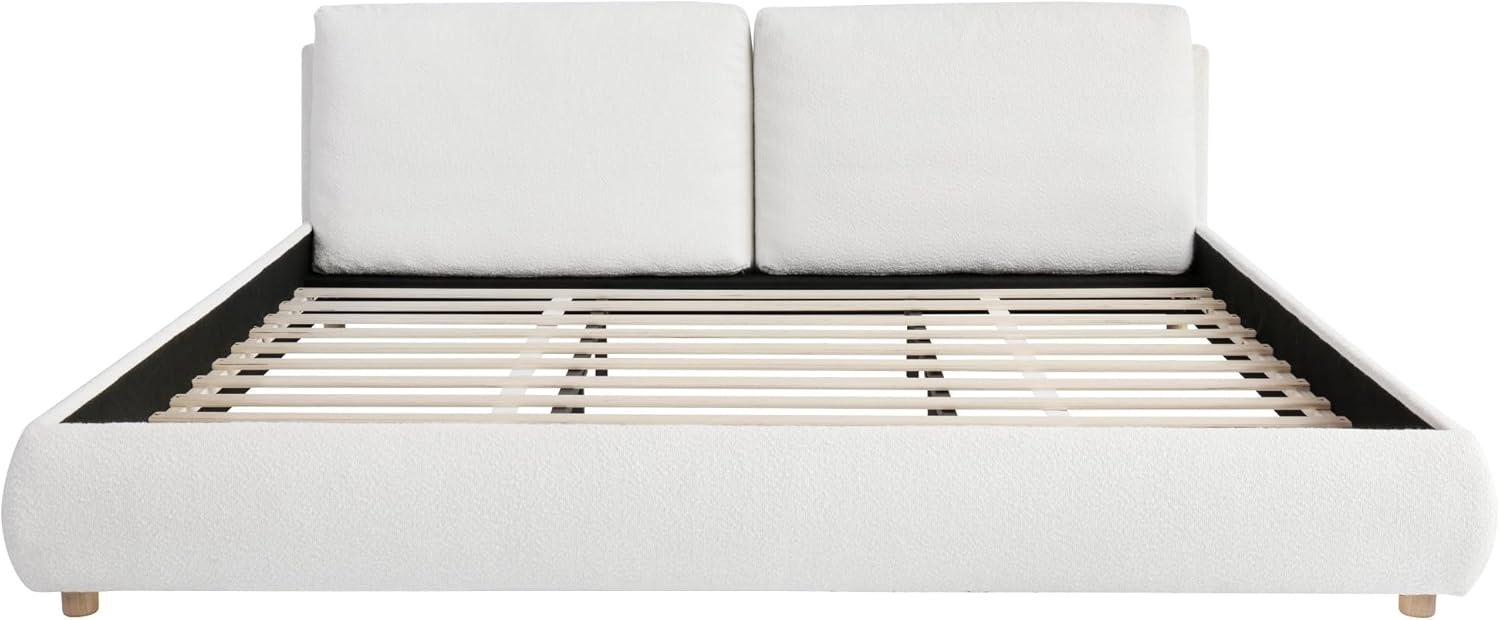 image:imageChristopher Knight Home Hazel King Size Bed Frame Upholstered Platform Bed Soft Boucle King Headboard Removable Pillows Headboard Wood Slats Bed No Box Spring Needed Easy Assembly White