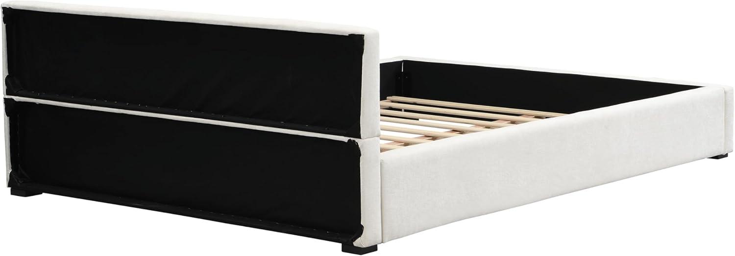 image:imageChristopher Knight Home MATA King Size Bed Frame Fabric Upholstered Bedframe with Headboard Wooden Bed Base with WideEdge Bedside Easy Assembly No Boxing Spring Needed BeigeQueen Size