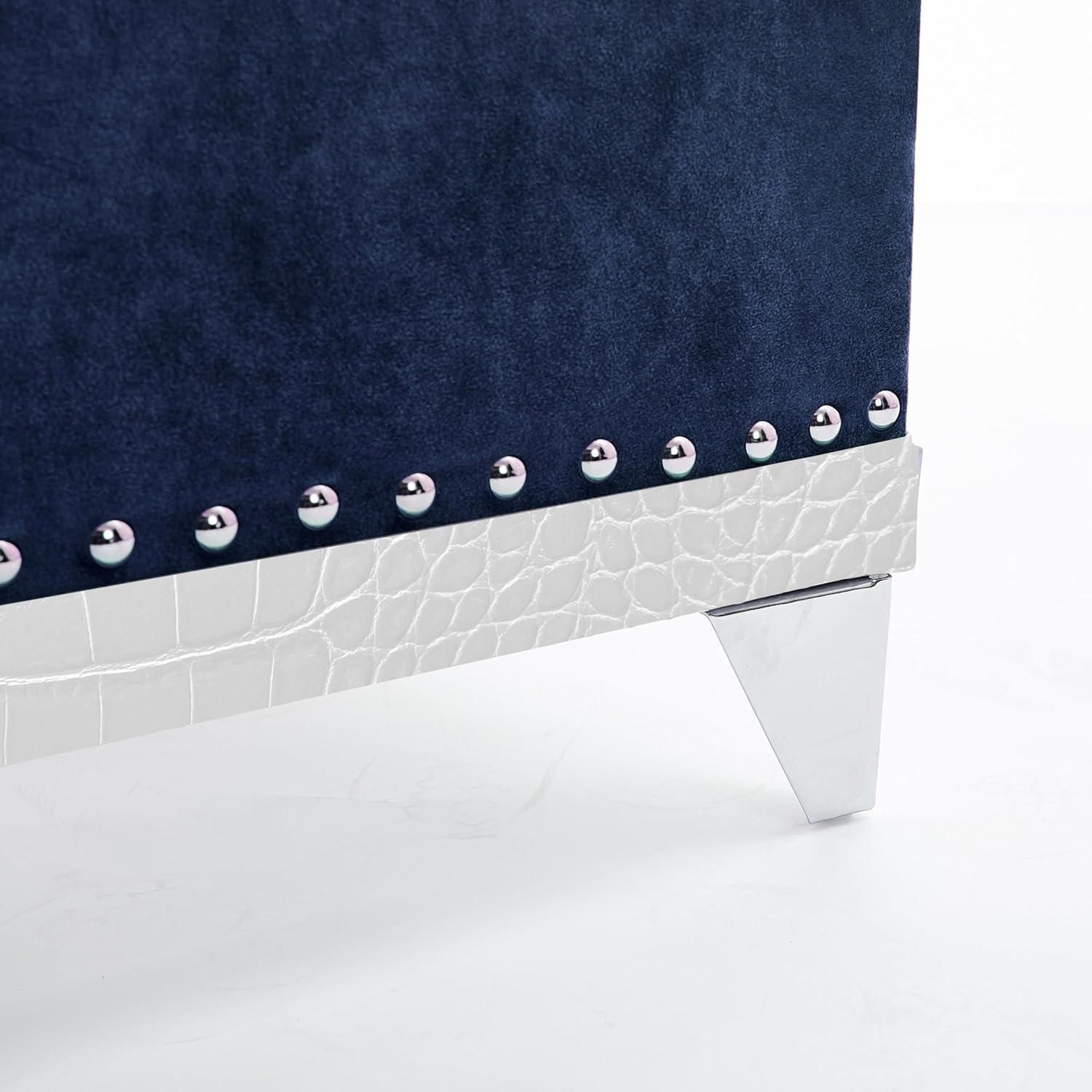 image:imageChristopher Knight Home Raelyn Velvet Upholsterted King Size Bed Frame with Headboard Rectangular King Bed Frame with Wingback Headboard Wood Platform Bed Frame No Box Spring Needed Navy BlueNavy Blue
