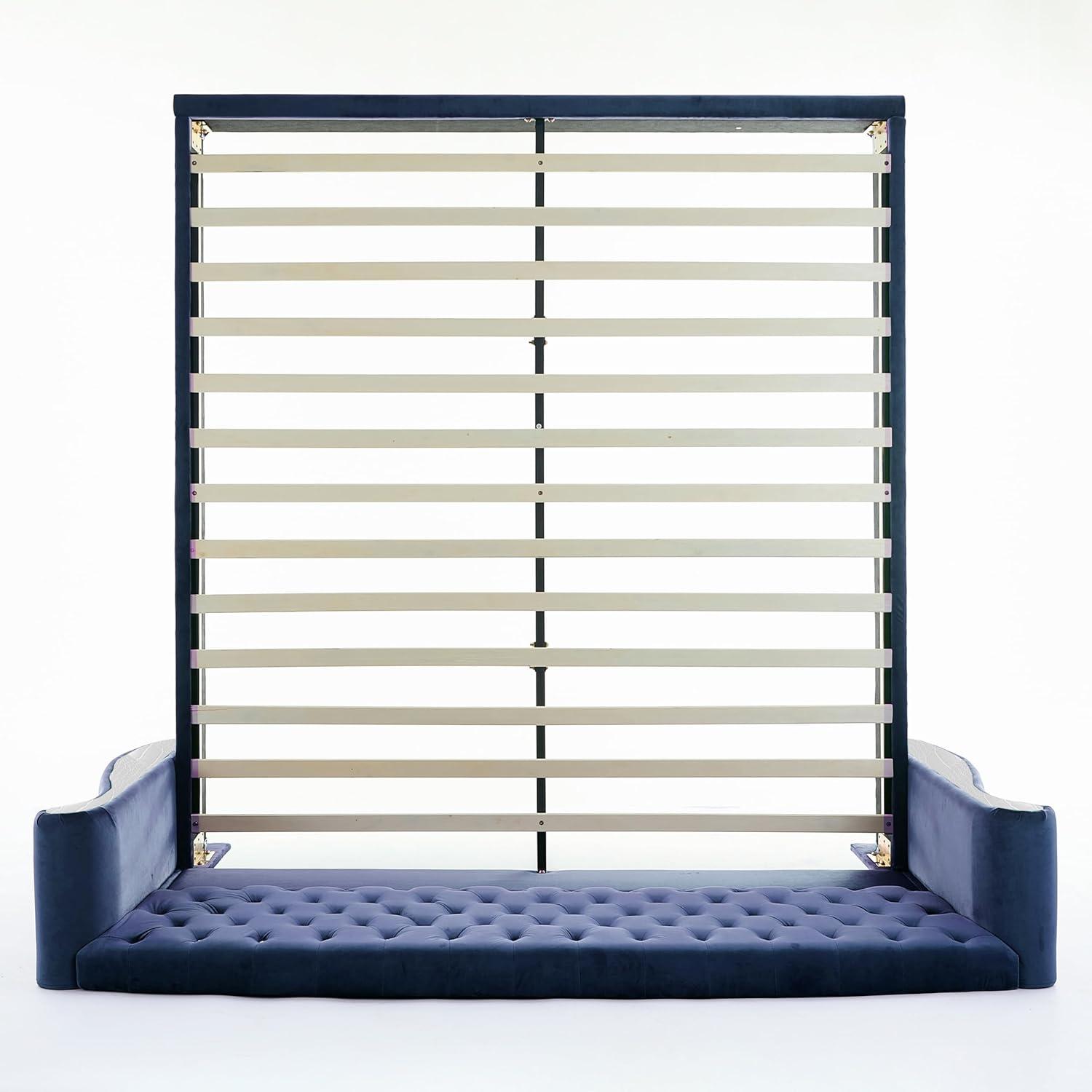 image:imageChristopher Knight Home Raelyn Velvet Upholsterted King Size Bed Frame with Headboard Rectangular King Bed Frame with Wingback Headboard Wood Platform Bed Frame No Box Spring Needed Navy BlueNavy Blue
