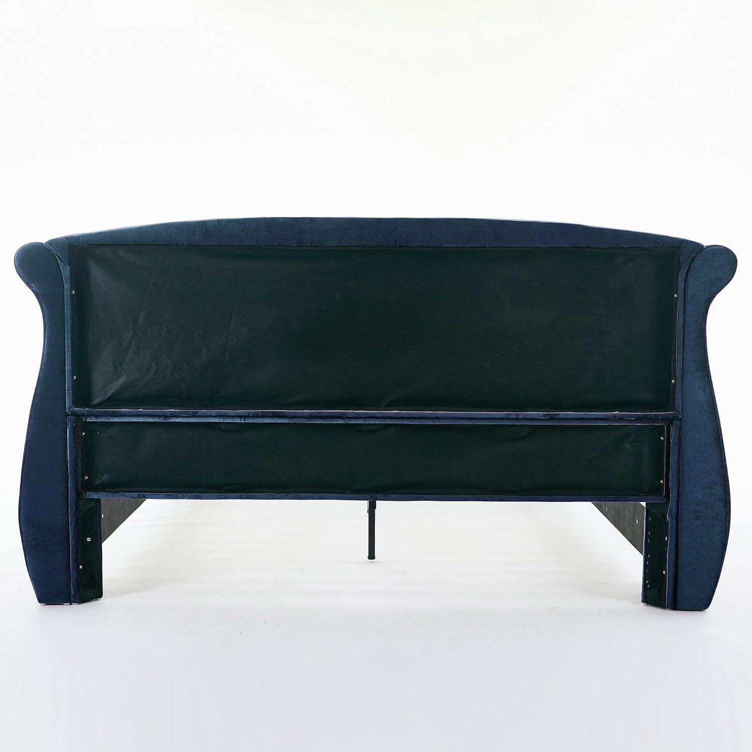 image:imageChristopher Knight Home Raelyn Velvet Upholsterted King Size Bed Frame with Headboard Rectangular King Bed Frame with Wingback Headboard Wood Platform Bed Frame No Box Spring Needed Navy BlueNavy Blue