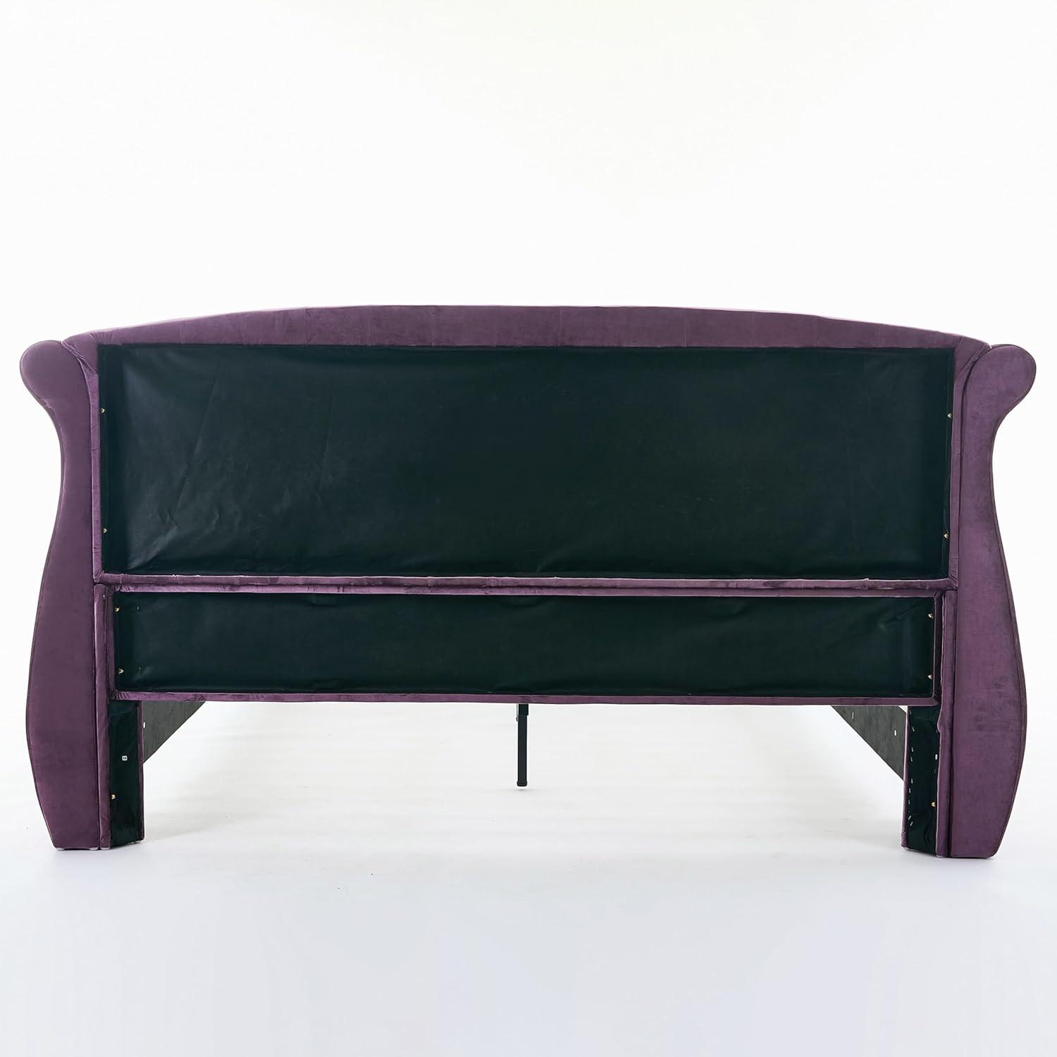 image:imageChristopher Knight Home Raelyn Velvet Upholsterted King Size Bed Frame with Headboard Rectangular King Bed Frame with Wingback Headboard Wood Platform Bed Frame No Box Spring Needed Navy BluePurple