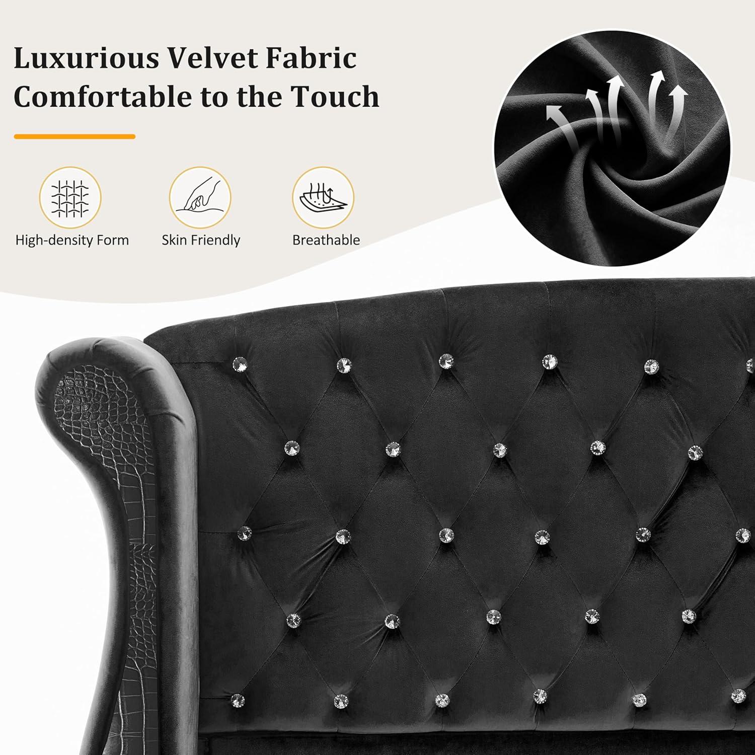 image:imageChristopher Knight Home Raelyn Velvet Upholsterted King Size Bed Frame with Headboard Rectangular King Bed Frame with Wingback Headboard Wood Platform Bed Frame No Box Spring Needed Navy BlueBlack