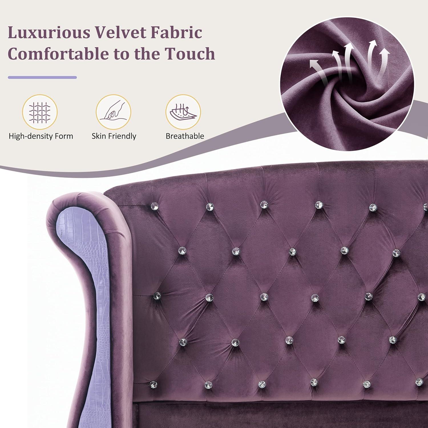 image:imageChristopher Knight Home Raelyn Velvet Upholsterted King Size Bed Frame with Headboard Rectangular King Bed Frame with Wingback Headboard Wood Platform Bed Frame No Box Spring Needed Navy BluePurple