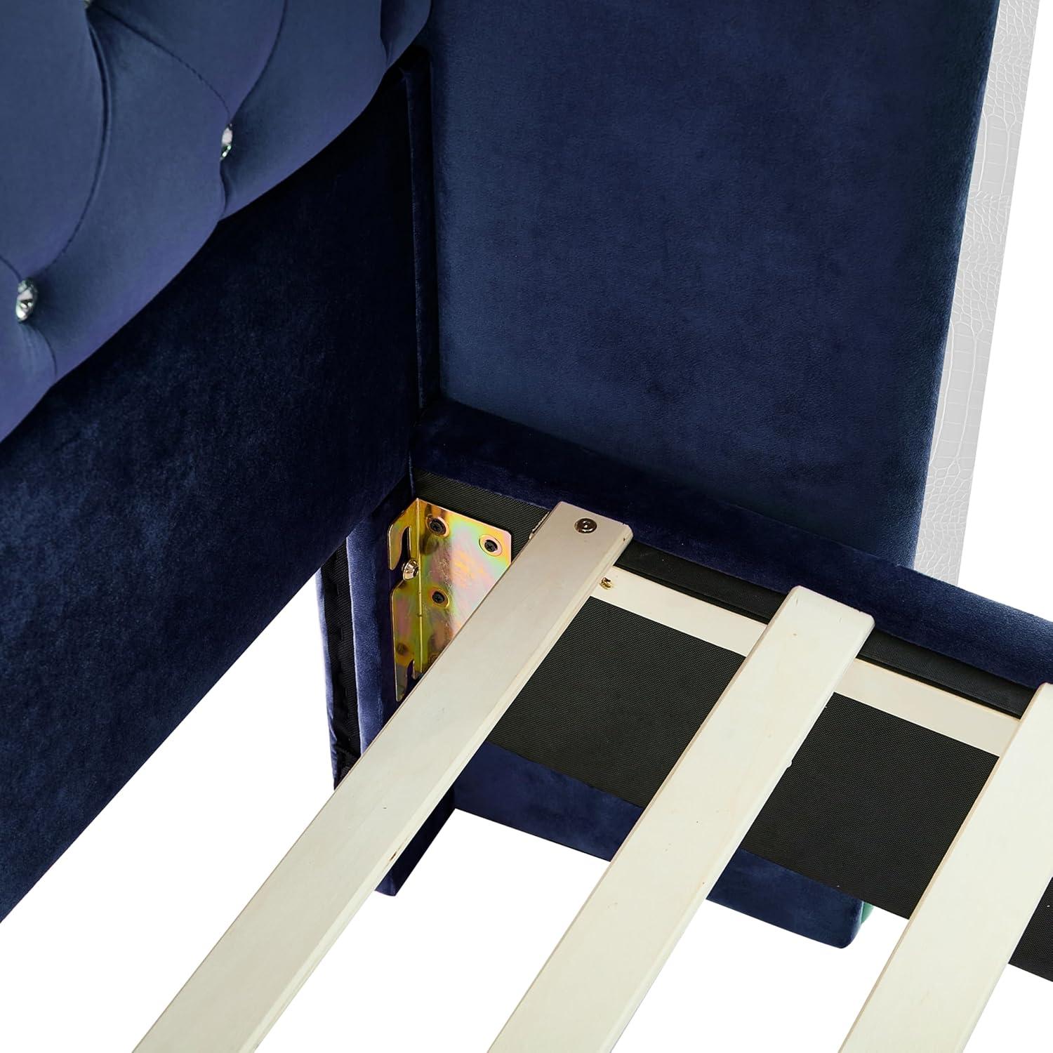 image:imageChristopher Knight Home Raelyn Velvet Upholsterted King Size Bed Frame with Headboard Rectangular King Bed Frame with Wingback Headboard Wood Platform Bed Frame No Box Spring Needed Navy BlueNavy Blue