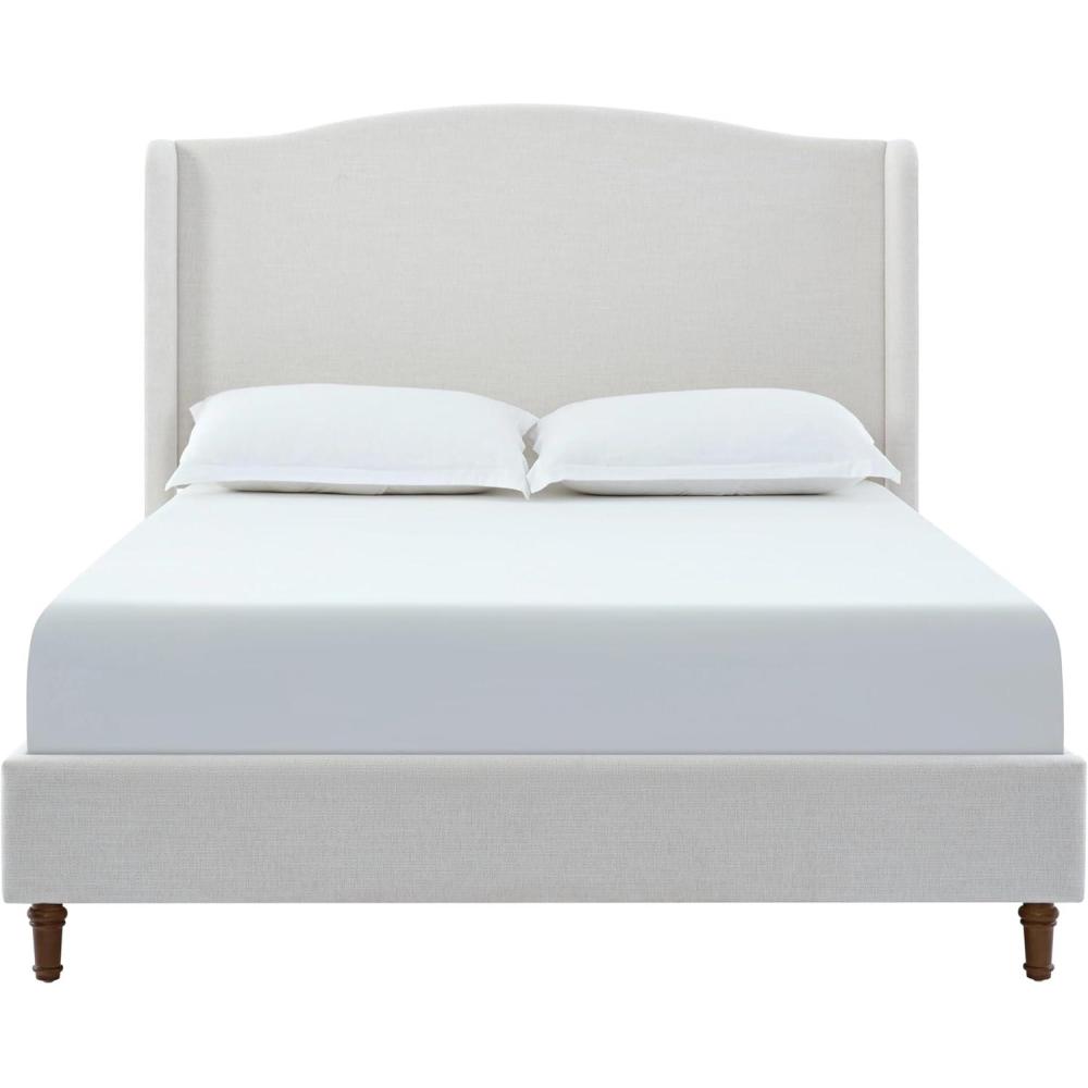 image:imageChristopher Knight Home Bacro 54 H Tall Headboard Upholstered Bed Queen Size Bed Slat Support Camelback Bed Wingback Headboard No Box Spring Needed Easy Assembly Chenille Headboard Bed IvoryCamelback Ivory