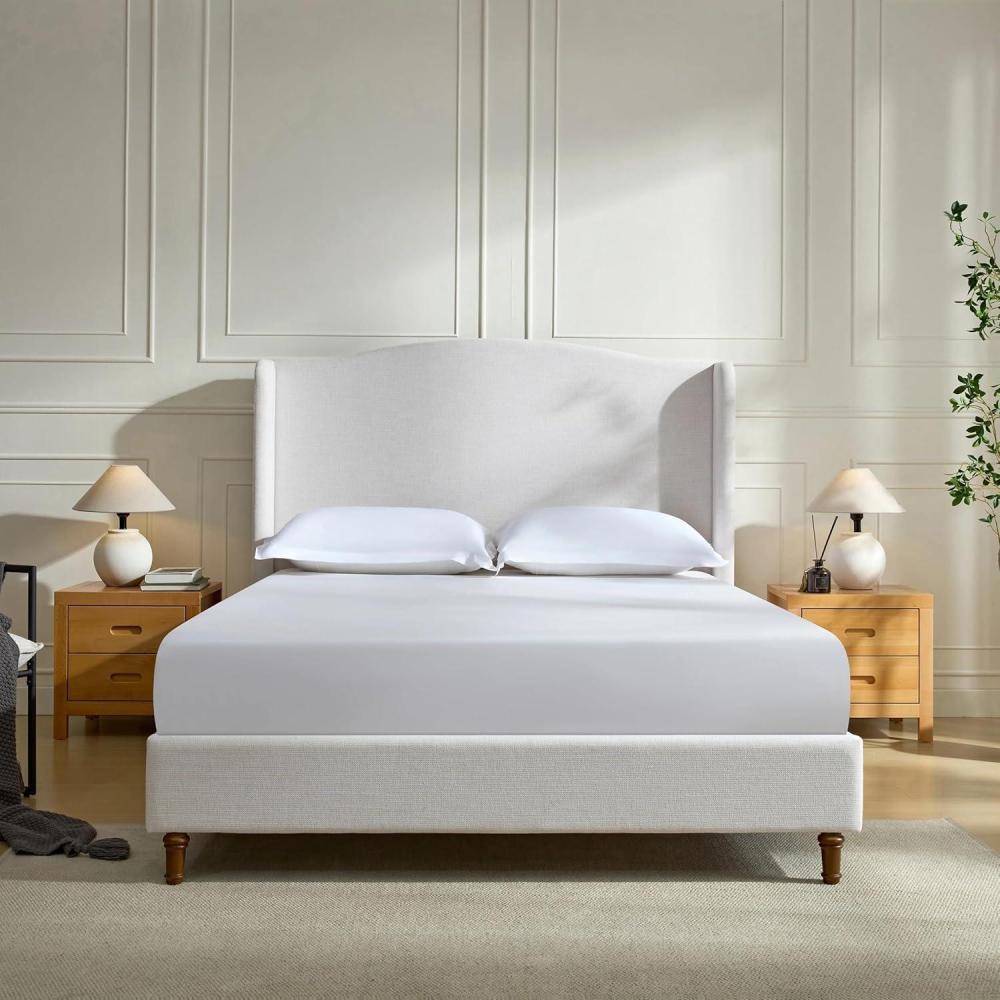 image:imageChristopher Knight Home Bacro 54 H Tall Headboard Upholstered Bed Queen Size Bed Slat Support Camelback Bed Wingback Headboard No Box Spring Needed Easy Assembly Chenille Headboard Bed IvoryChenille Ivory