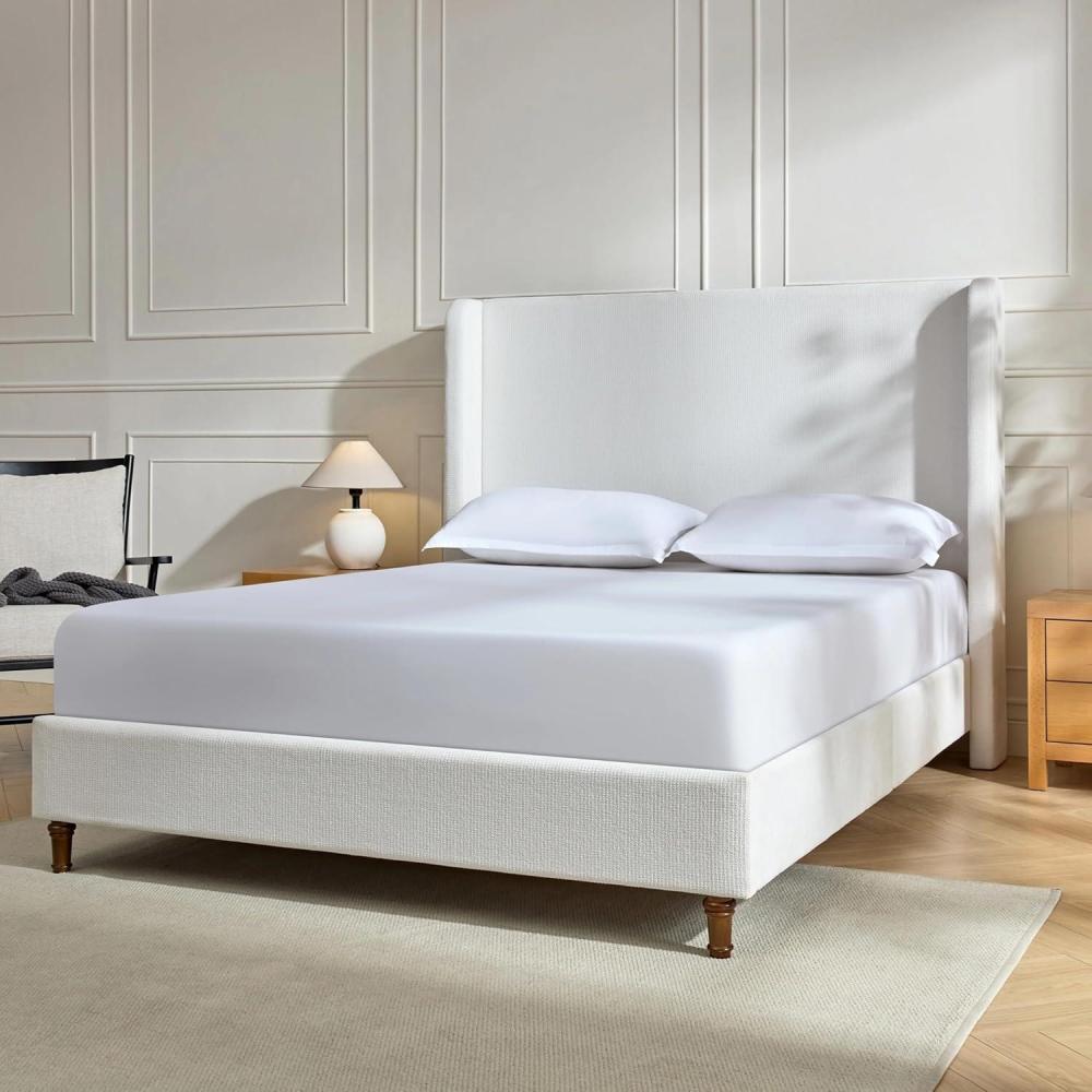 image:imageChristopher Knight Home Bacro 54 H Tall Headboard Upholstered Bed Queen Size Bed Slat Support Camelback Bed Wingback Headboard No Box Spring Needed Easy Assembly Chenille Headboard Bed IvoryCream White tall Headboard