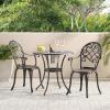 Christopher Knight Home Angeles Outdoor Cast Aluminum Bistro Furniture Set with Ice Bucket, 3-Pcs Set, Copper
