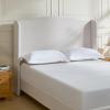 Christopher Knight Home Bacro 54″ H Tall Headboard Upholstered Bed, Queen Size Bed, Slat Support Camelback Bed, Wingback Headboard, No Box Spring Needed, Easy Assembly Chenille Headboard Bed, Ivory(Chenille Ivory)