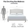 Christopher Knight Home Bacro 54″ H Tall Headboard Upholstered Bed, Queen Size Bed, Slat Support Camelback Bed, Wingback Headboard, No Box Spring Needed, Easy Assembly Chenille Headboard Bed, Ivory(Camelback Ivory)