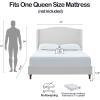 Christopher Knight Home Bacro 54″ H Tall Headboard Upholstered Bed, Queen Size Bed, Slat Support Camelback Bed, Wingback Headboard, No Box Spring Needed, Easy Assembly Chenille Headboard Bed, Ivory(Chenille Ivory)