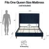 Christopher Knight Home Bacro 54″ H Tall Headboard Upholstered Bed, Queen Size Bed, Slat Support Camelback Bed, Wingback Headboard, No Box Spring Needed, Easy Assembly Chenille Headboard Bed, Ivory(Blue)