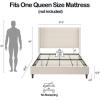 Christopher Knight Home Bacro 54″ H Tall Headboard Upholstered Bed, Queen Size Bed, Slat Support Camelback Bed, Wingback Headboard, No Box Spring Needed, Easy Assembly Chenille Headboard Bed, Ivory(Ivory)