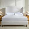 Christopher Knight Home Bacro 54″ H Tall Headboard Upholstered Bed, Queen Size Bed, Slat Support Camelback Bed, Wingback Headboard, No Box Spring Needed, Easy Assembly Chenille Headboard Bed, Ivory(Camelback Ivory)