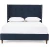 Christopher Knight Home Bacro 54″ H Tall Headboard Upholstered Bed, Queen Size Bed, Slat Support Camelback Bed, Wingback Headboard, No Box Spring Needed, Easy Assembly Chenille Headboard Bed, Ivory(Blue)