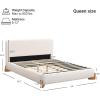 Christopher Knight Home Bettine Boucle Queen Size Bed Frame and Headboard, Upholstered Queen Size Headboard, Wooden Slat Panel Platform Bed, Brown Wood Leg, No Box Spring Needed, Easy Assembly, White(Natural Wood Leg)