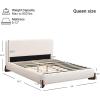 Christopher Knight Home Bettine Boucle Queen Size Bed Frame and Headboard, Upholstered Queen Size Headboard, Wooden Slat Panel Platform Bed, Brown Wood Leg, No Box Spring Needed, Easy Assembly, White(Brown Wood Leg)