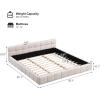 Christopher Knight Home Bettine Queen Size Bed Frame with Checkerboard Design Headboard, Elegant Chenille Upholstered Bed, Wooden Slats, Easy Assembly Platform Bed, No Box Spring Needed, Beige(King)