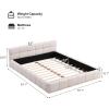 Christopher Knight Home Bettine Queen Size Bed Frame with Checkerboard Design Headboard, Elegant Chenille Upholstered Bed, Wooden Slats, Easy Assembly Platform Bed, No Box Spring Needed, Beige(Queen)