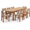 Christopher Knight Home Dudu 9-Piece Outdoor Dining Set Acacia Wood, Expandable Table with Umbrella Hole and 8 Wicker Chairs, Patio Dining Furniture Set for Garden/Backyard, Light Grey+Teak+Natural(Light Brown 9 Piece)