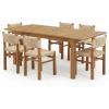 Christopher Knight Home Dudu 9-Piece Outdoor Dining Set Acacia Wood, Expandable Table with Umbrella Hole and 8 Wicker Chairs, Patio Dining Furniture Set for Garden/Backyard, Light Grey+Teak+Natural(Light Grey 7 Piece)