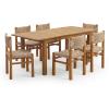Christopher Knight Home Dudu 9-Piece Outdoor Dining Set Acacia Wood, Expandable Table with Umbrella Hole and 8 Wicker Chairs, Patio Dining Furniture Set for Garden/Backyard, Light Grey+Teak+Natural(Light Brown 7 Piece)