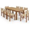 Christopher Knight Home Dudu 9-Piece Outdoor Dining Set Acacia Wood, Expandable Table with Umbrella Hole and 8 Wicker Chairs, Patio Dining Furniture Set for Garden/Backyard, Light Grey+Teak+Natural(Light Grey 9 Piece)