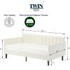 Christopher Knight Home Elena Twin Size Upholstered Daybed, Futon Sofa Bed Ribbed Tufted Backrest Lavish Modern Design, Couch Bed Frame for Bedroom Living Room Guest Room Apartment, Ivory Boucle(Beige Velvet)