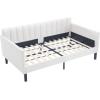 Christopher Knight Home Elena Twin Size Upholstered Daybed, Futon Sofa Bed Ribbed Tufted Backrest Lavish Modern Design, Couch Bed Frame for Bedroom Living Room Guest Room Apartment, Ivory Boucle(Ivory Boucle)