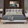 Christopher Knight Home Esme Full Size Upholstered Platform Bed Frame with Cookie-Shaped Headboard, Chenille Fabric Bed Frame, Wood Bed Support and Slat, No Box Spring Needed, Easy Assembly, Gray(Full)