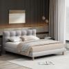Christopher Knight Home Esme Full Size Upholstered Platform Bed Frame with Cookie-Shaped Headboard, Chenille Fabric Bed Frame, Wood Bed Support and Slat, No Box Spring Needed, Easy Assembly, Gray(Full)