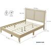 Christopher Knight Home Eudoca Natural Farmhouse Rubberwood Platform King Bed Frame with Woven Rattan Headboard, Solid Wood Bed, Bedroom Furniture, No Box Spring Needed, Noise-Free with Middle Legs(Natural)