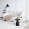Christopher Knight Home Flora Twin Size Upholstered Daybed with 2 Drawers, Futon Sofa Bed with Storage, Lavish Design Ribbed Tufted Backrest, Couch Bed Frame for Bedroom Living Room, Beige Velvet(Beige Velvet With 2 Drawers)