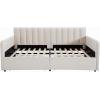 Christopher Knight Home Flora Twin Size Upholstered Daybed with 2 Drawers, Futon Sofa Bed with Storage, Lavish Design Ribbed Tufted Backrest, Couch Bed Frame for Bedroom Living Room, Beige Velvet(Beige Velvet With 2 Drawers)