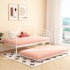 Christopher Knight Home Fox Twin Daybed with Trundle, Metal Sofa Bed Set, Rollaway Daybed Couch Bed Frame for Bedroom Living Room Guest Room, Elegant and Simple Style, Anti-Noise, Easy Assembly, White(White)